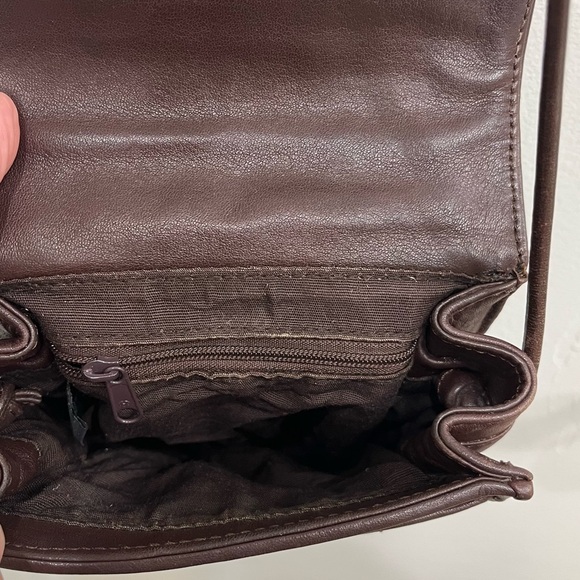 Brighton Vintage One World Chocolate Brown Woven Leather Crossbody Bag - Picture 8 of 13